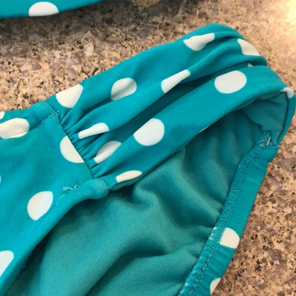 Vintage Elle Bikini 2 piece Swim Size 8 Polka Dot Teal (?) & White - Picture 6 of 17